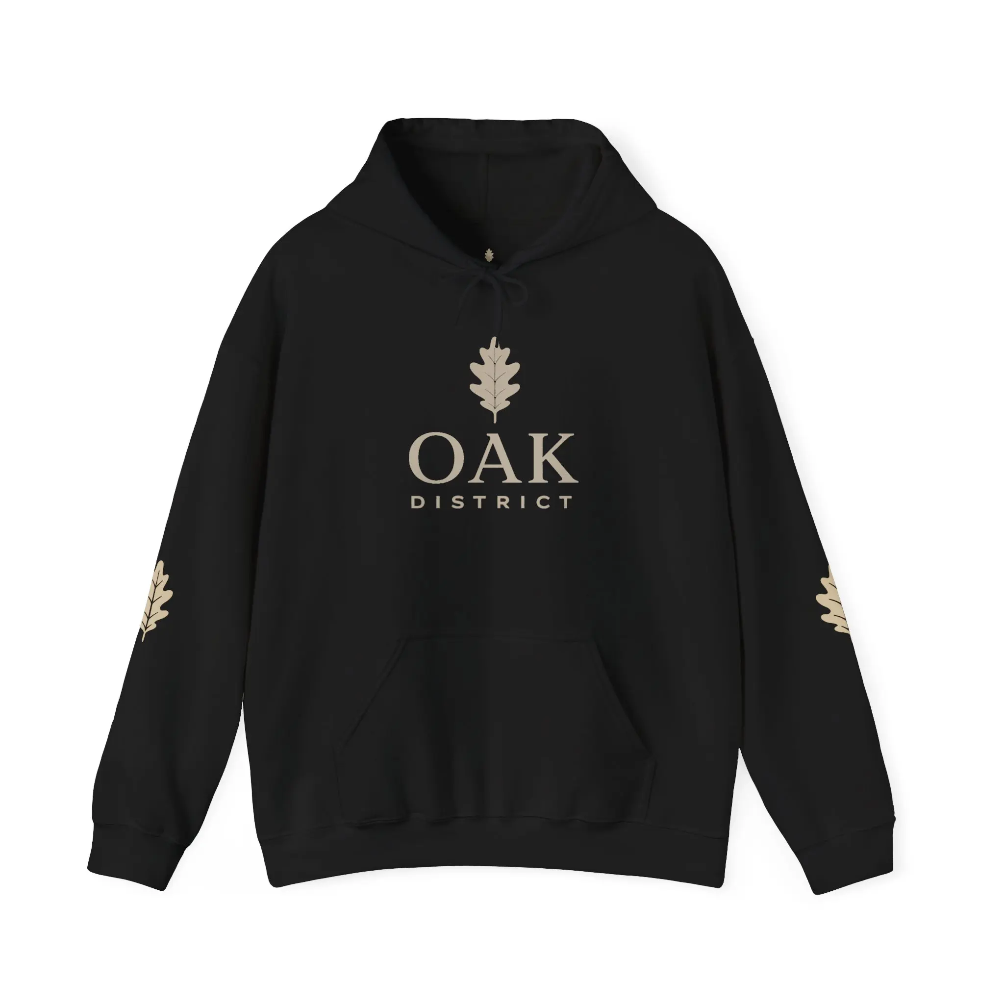 Oak District Hoodie — Minimal Oak Leaf Logo Pullover