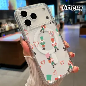Transparent Magnetic Phone Case for iPhone 17 16  Pro Max Plus 15 14 13 12 11 Air E Nutcracker Candy Dream  Acrylic Four Corner Shock-absorbing Airbag Hard Cover