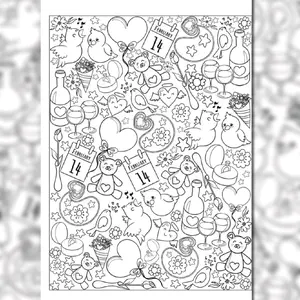 Valentine Doodle Coloring Book