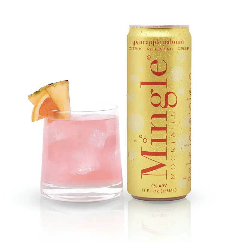 Mingle Mocktails - Non Alcoholic Drinks, Alcohol Alternative Pre-Mixed Drinks Made with Real Juice, Canned Mocktails or Cocktail Drink Mixer, Gluten Free, Vegan, 12 fl oz Cans Soda Cans Summer