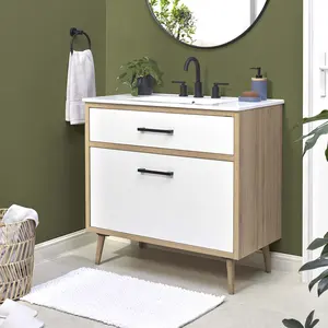 Modway Maverick 36" Bathroom Vanity in White Oak