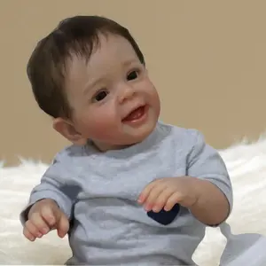 22 inches 55 cm Silicone Doll Boy with Cute Face Short Hair Realistic Reborn Artist Hand Painted Newborn Doll for Collection Festivals Birthdays Halloween and Christmas Gift for Children Aged 3