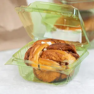 Karat Earth 6''x6'' PLA Hinged Containers, Green - 500 pcs