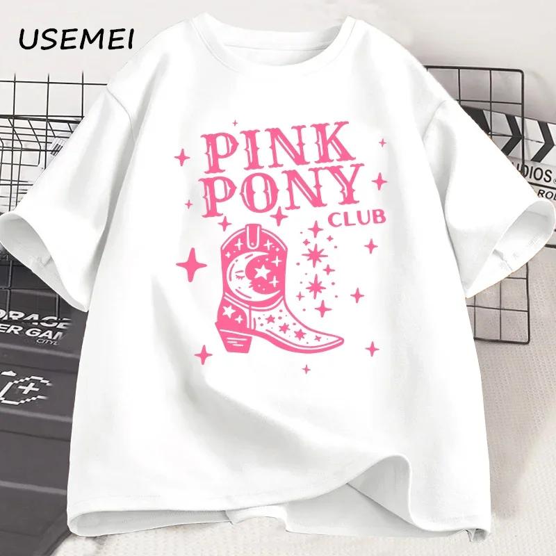 Pink Pony Club Chappell Roan Cowgirl Boots T-shirt Women Hip Hop Fashion Country Music T Shirt Lady Girl Fashion Tee Streetweawr Casual Cotton