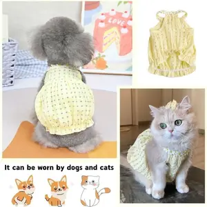 .com : 2PCS Dog Dress Set, Vibrant Green & Yellow Dresses for Dogs, Breathable Fabric, White Flower Details, Comfortable Elastic Waistband, Summer Pet Clothing for Small and Medium Breeds(2PCS A,M) : Pet Supplies