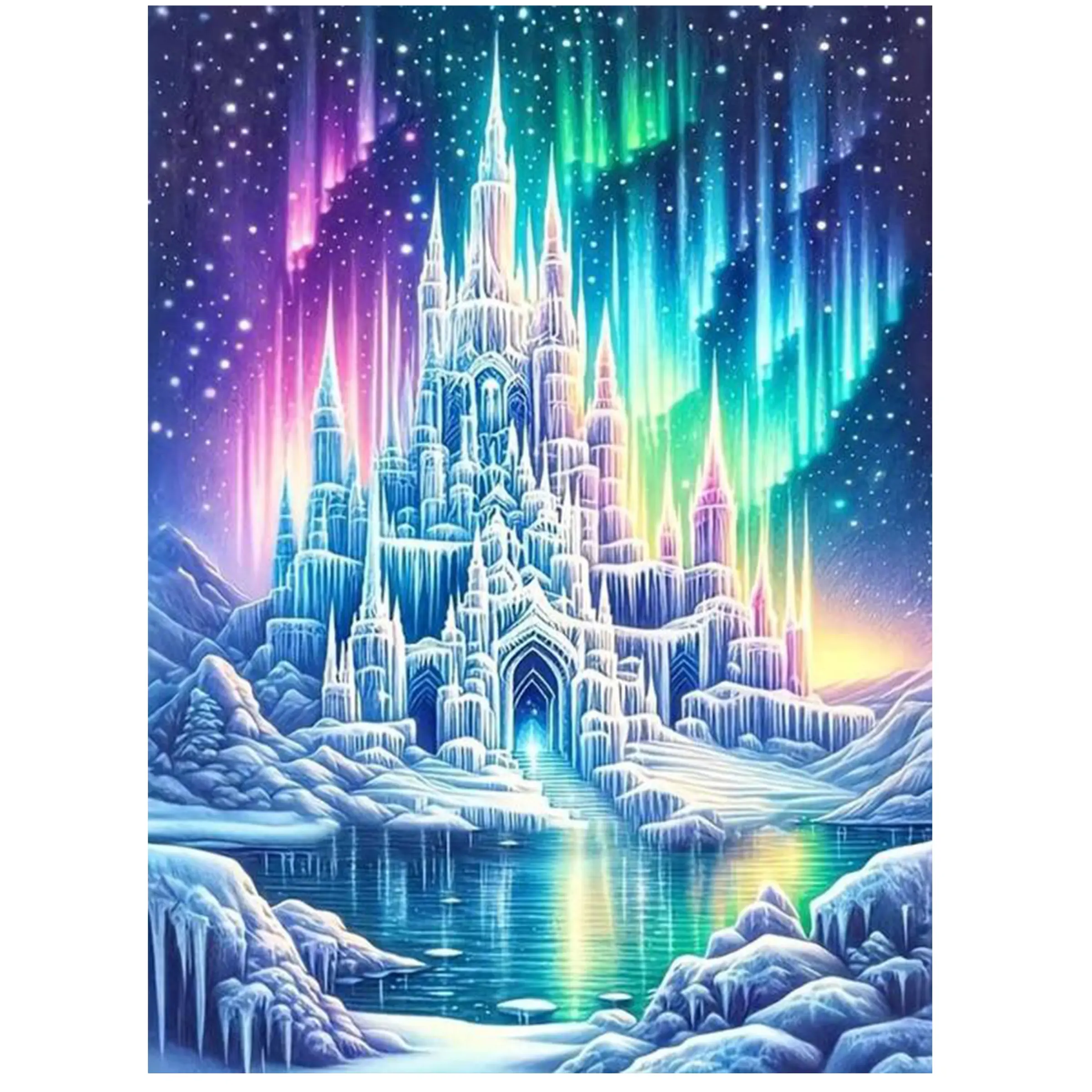 Fantasy Castle Diamond Art Kits for Adults,5D Aurora Borealis Diamond Painting Kit, Full Round Drill DIY Diamond Mosiac Art,Diamond Dots for Beginners,Gem Art and Crafts,Home Decor,12x16inch summerwins