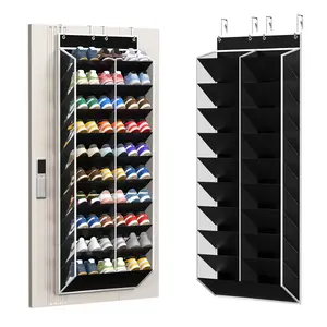 30 Pairs Over the Door Shoe Organizer, 10 Teir Hanging Shoe Rack with 20 Wide Deep Pockets, Mesh Door Shoe Holder for Sneakers, Boots