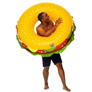THE CHEESEBURGER Pool Float Tube - Inflatable Swimming Vinyl Raft - BigMouth Inc