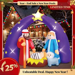 Christmas inflatable decorations-8 FT Nativity scene Christmas inflatable with LED lights, suitable for outdoor, outdoor courtyard door decoration Ornaments christmas decorations