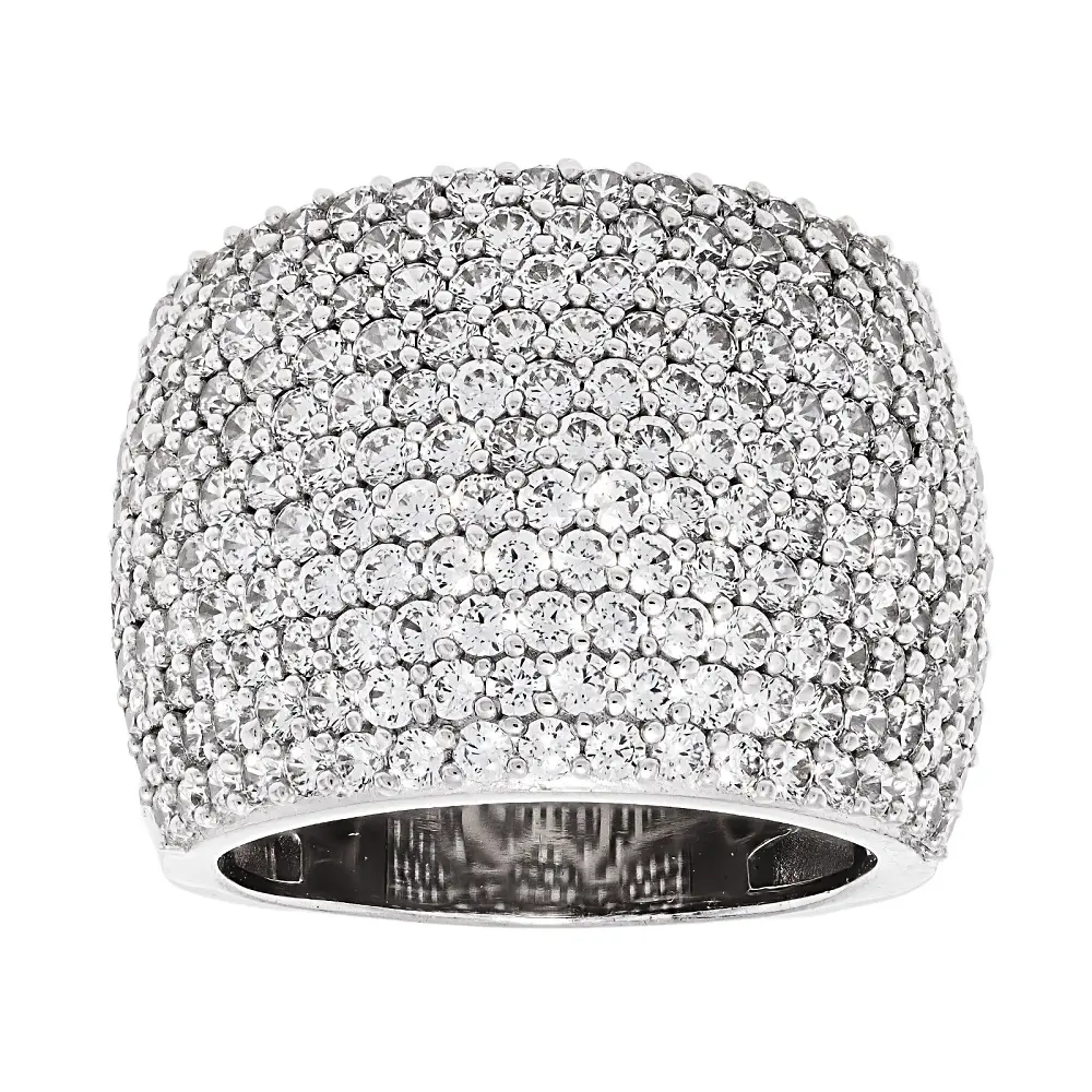 JTV White Cubic Zirconia Rhodium Plated Ring 6.10ctw
