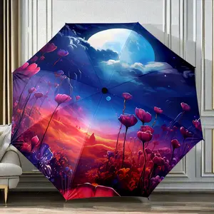 Innovative design folding umbrella with moonlight flower pattern, suitable as a birthday gift, for various holidays, travel, and gift-giving