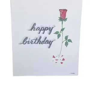 Handcrafted Rose Birthday Card