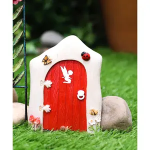 Ebros Fairy Garden Miniature Tinker Bell Magical Pixie Dust Red Door Figurine 4.75"H