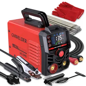GNIWELDER 2-in-1 ARC/Lift TIG 135A Mini Portable Handheld Welding Machine - 110V IGBT Inverter Digital Multiprocess Welder, LED Display, Adj Hot Start, Arc Force, Anti-Stick, for 1/16"-1/8" Rods, Metal Work, 20 Rods & Hammer Incl, Digital Welding Machine,