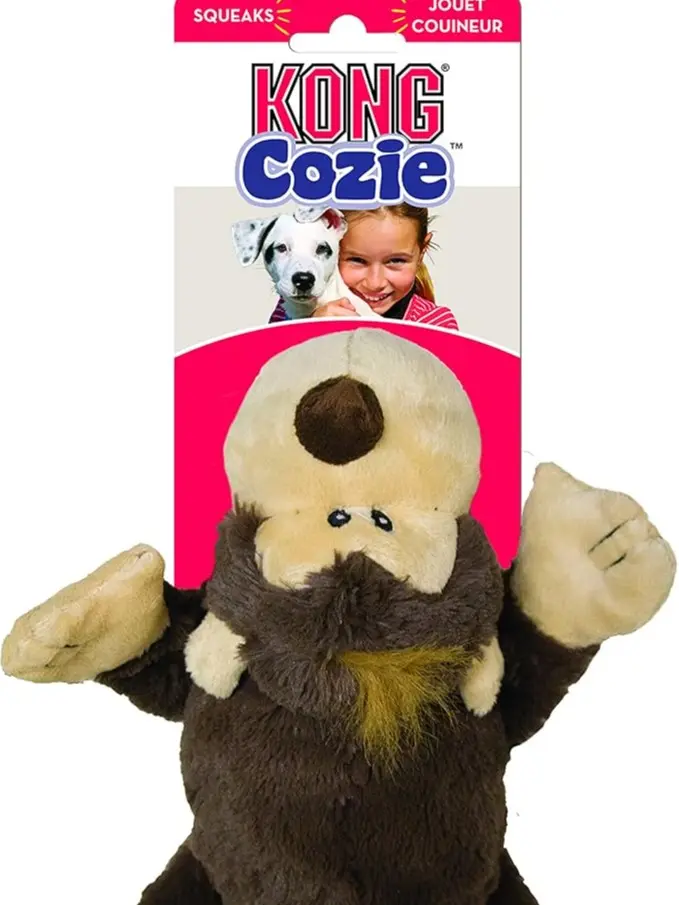 KONG Spunky Monkey Cozie Dog Toy, Small, Natural Material, Perfect for Dogs