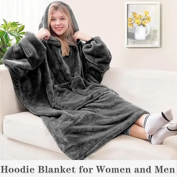 FestiCorp Oversized Blanket Hoodie for Adults - Extra Long Wearable Sweatshirt with Giant Sleeve, Hood and Pocket