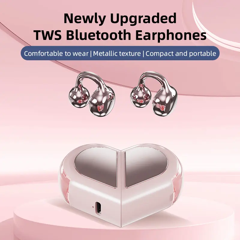 2026 New Model Clip-on Wireless Bluetooth Earphones with Binaural Stereo Sound, Smart Call Noise Cancellation