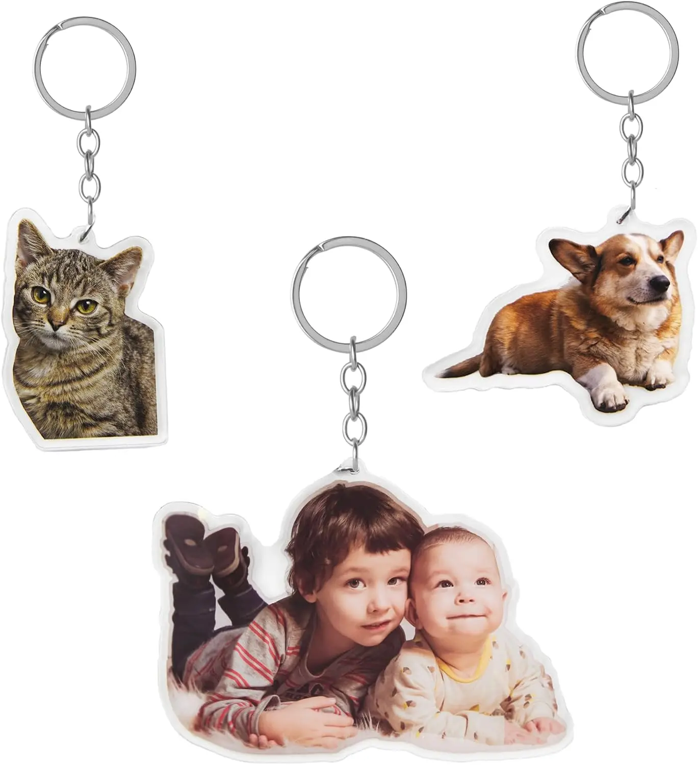 Personalized Photo Acrylic Keychain for Dogs & Cats - Custom Backpack Keyring, Keychains for Women, Ideal Gift