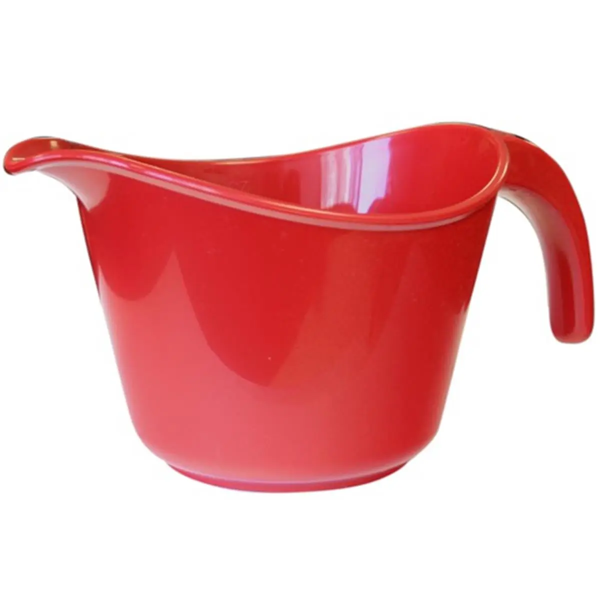 212 MAIN Sturdy Heavy Duty 8-Cup Melamine Batter Bowl, Thick Plastic Kitchenware with Embossed Marks, Handy Design, Pour Spout, Detachable Red Handle