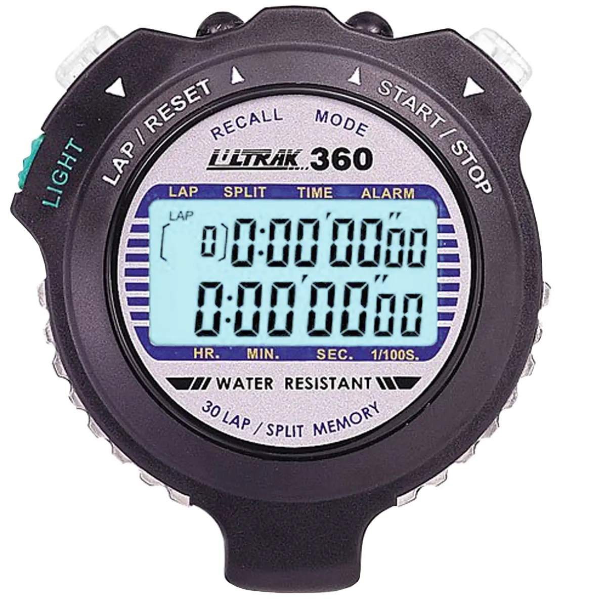 Ultrak 360 Dual Split Memory Stopwatch - Digital Multifunctional Timer with Electro Luminescent Display, Lithium Battery, Water Resistant for Timing Events