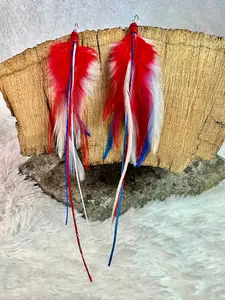 The America – Red White Blue Feather Earrings 8 Inch