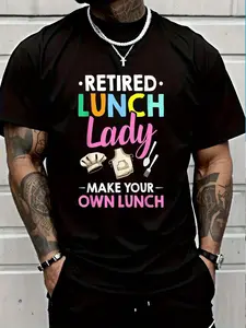 100% Cotton Cafeteria Worker Appreciation Retired Lunch T-Shirt Women's Men's Graphic Tee Crew Neck summer vacation Tops