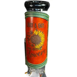 Sunflower RipGrip – Signature Stain Leather Wrap for Glass Water Pipes (Fits twelve to fifteen inch pieces)