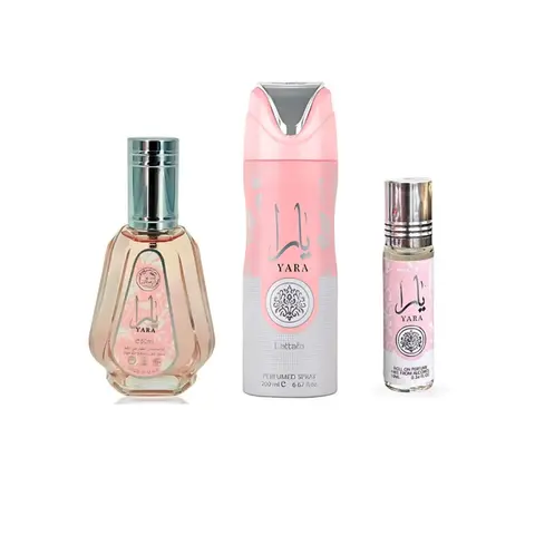 Lattafa Luxurious Long-Last EDP 3-Pc Fragrance Set for Adults - 50ml EDP, 200ml Body Spray, 10ml Oil - Fragrance Notes: Tangerine, Citrus, Floral