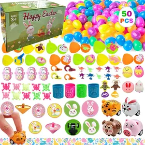 50/100pcs Easter Eggs with Toys Teddy Bear for Kids- Easter Basket Stuffers Fillers, Plastic Easter Eggs Party Favors Gifts for Toddlers Hunt Prizes Classroom Gifts