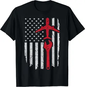 Airplane Mechanic Shirt Aviation Technician Gift Summer Casual Shortsleeve Cotton T-Shirt