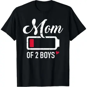 Mom of 2 boys low battery T-Shirt Cotton unisex T-shirt
