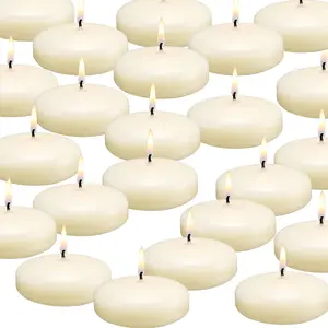 24 Pack Floating Candles, 3"  Unscented Dripless Wax  Candles, for Cylinder Vases, Weddings, Party and Holiday ...