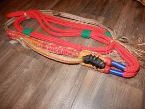 Red Nylon on Tan Poly Pro 9/7 RH 3/4" x3/4" -EPT Bull Ropes - Riding Rodeo Rider -16'