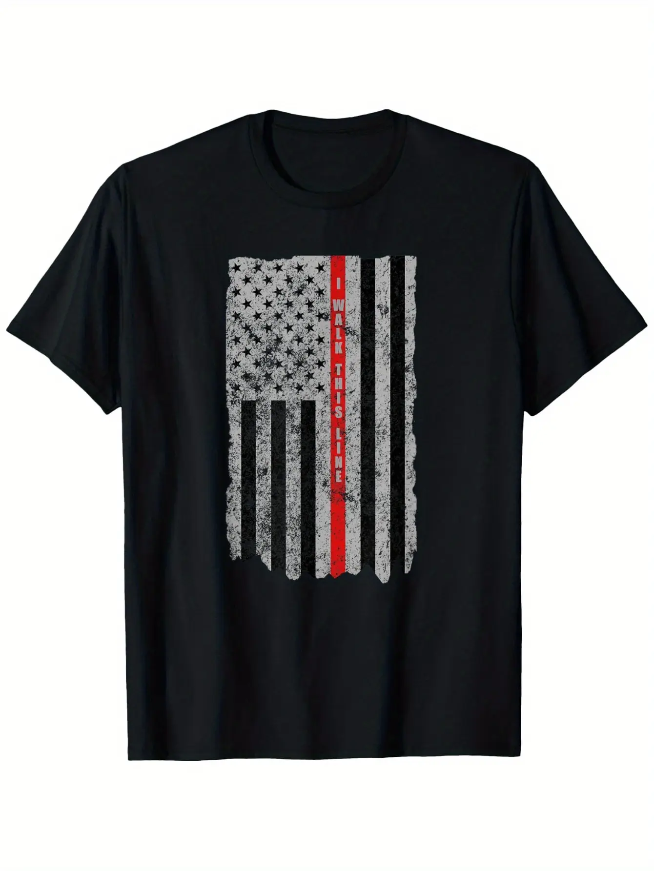 Fireman Flag Gifts T-Shirt Suitable for Unisex Personality Casual Round Neck Outdoor Short-sleeved T-shirt Slightly Elastic  Cotton S-XXXL