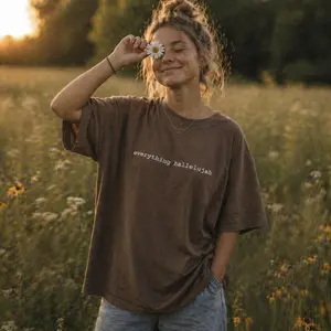 Unisex everything hallelujah T-Shirt | minimalist text tee, white cotton, Coachella 2026 JB inspired