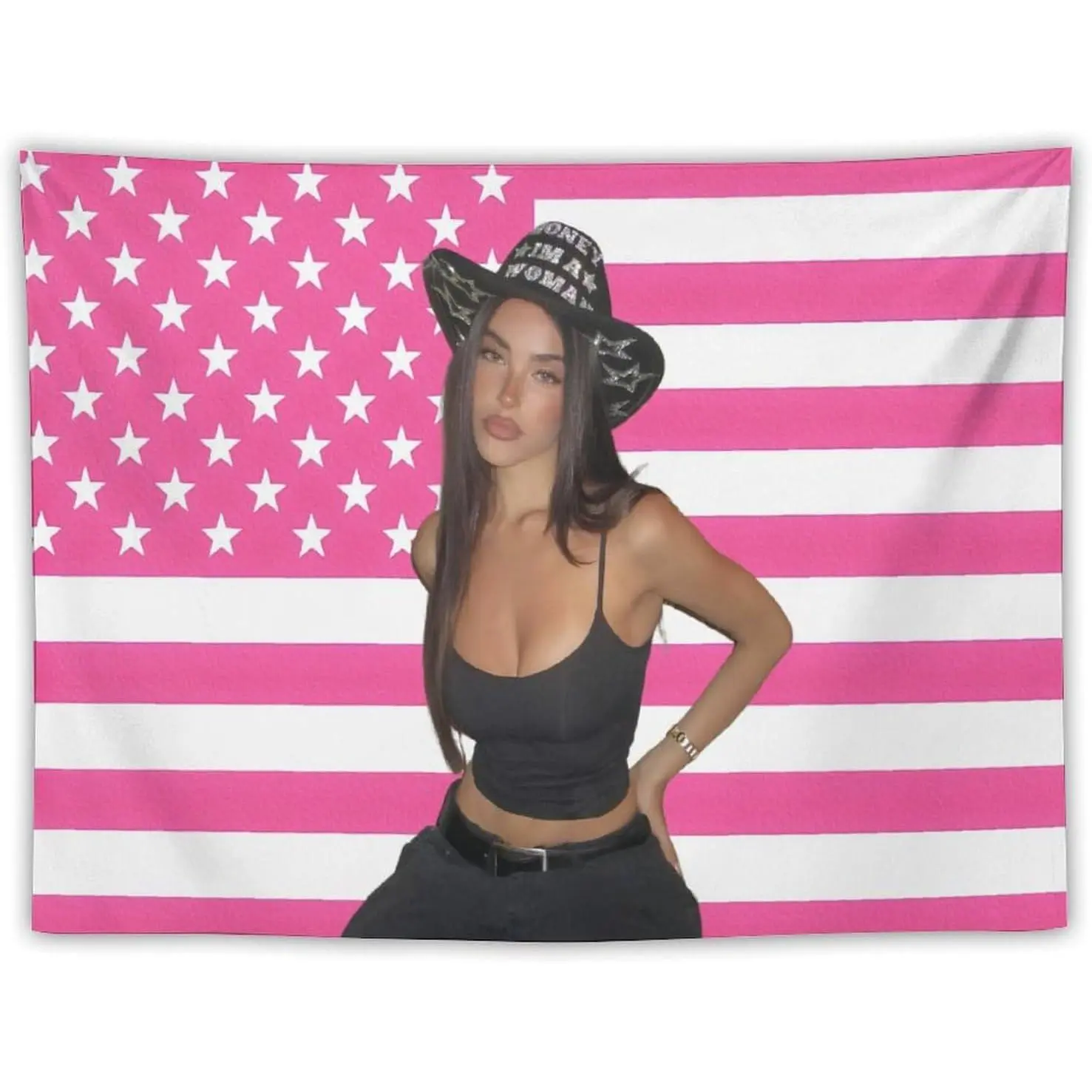Madison Music Beer Flag Tapestry Poster - Peach, Colorful Animal & Geo Artwork, Home Decor for Fans’ Room, Bedroom Wall Decoration Merch, Room Decor