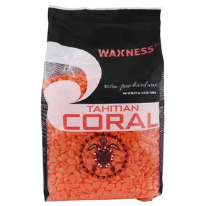 Waxness Premium Rosin Free Hard Wax Beads Tahitian Coral 2.2 lb / 1 kg - For Hair Removal - Made in Italy - Creamy