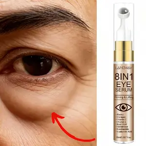 LANEMAY 8-in-1 Eye Serum 15ml | Retinol + Collagen + 8 Active Ingredients, Firms and Lifts the Eye Area | Retinol Anti-Wrinkle, Rollerball Cooling Massage