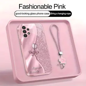 Suitable for [Galaxy A13 4g] high-end phone case🥰，drop-resistant and fingerprint-resistant，Includes a free four-leaf clover lanyard. Features a premium, minimalist printed design—not sequins YM99