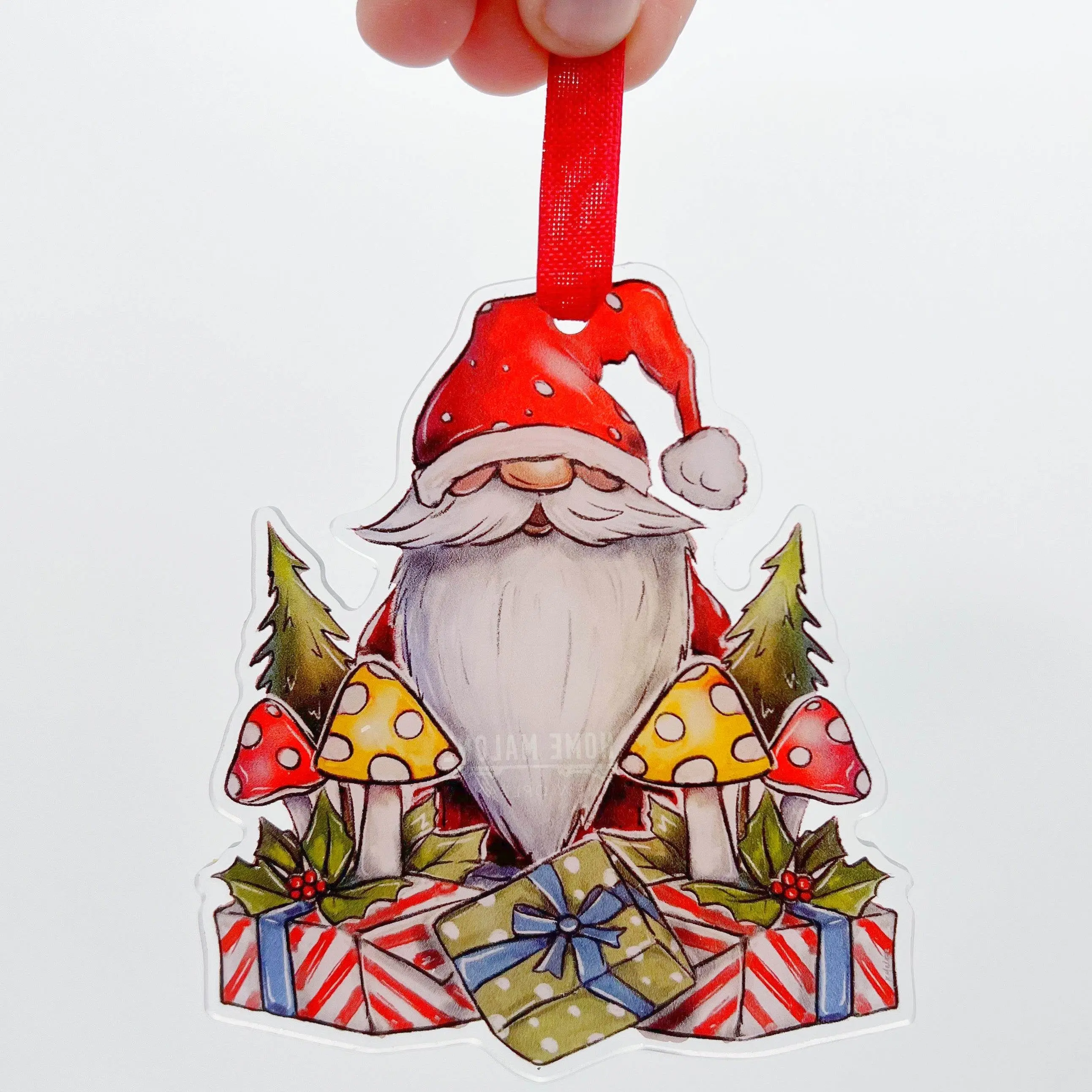 Acrylic Santa Gnome Ornament