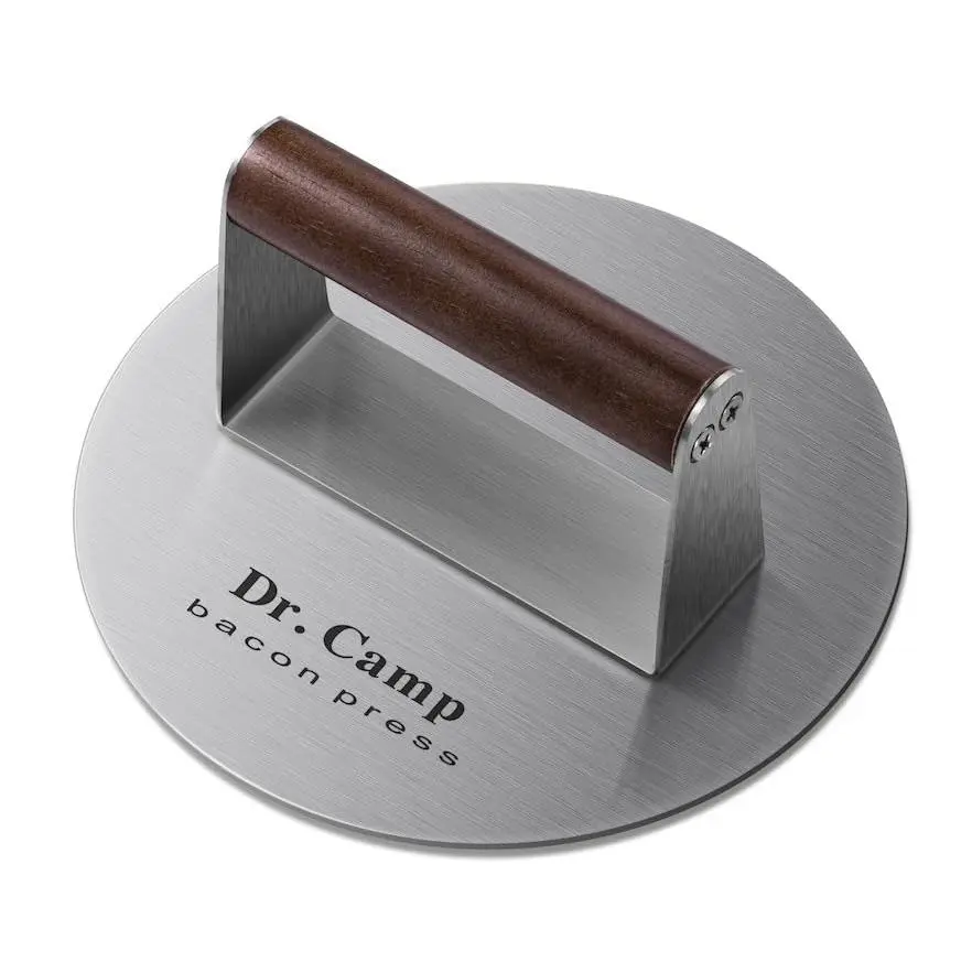 Dr.Camp 7 INCH Stainless Steel Smash,Burger Press,Burger Smasher,Hamburger Press,Patty Smasher, Meat Press, Bacon Press, Grill Press with Wood Handle (HT-B-7005)