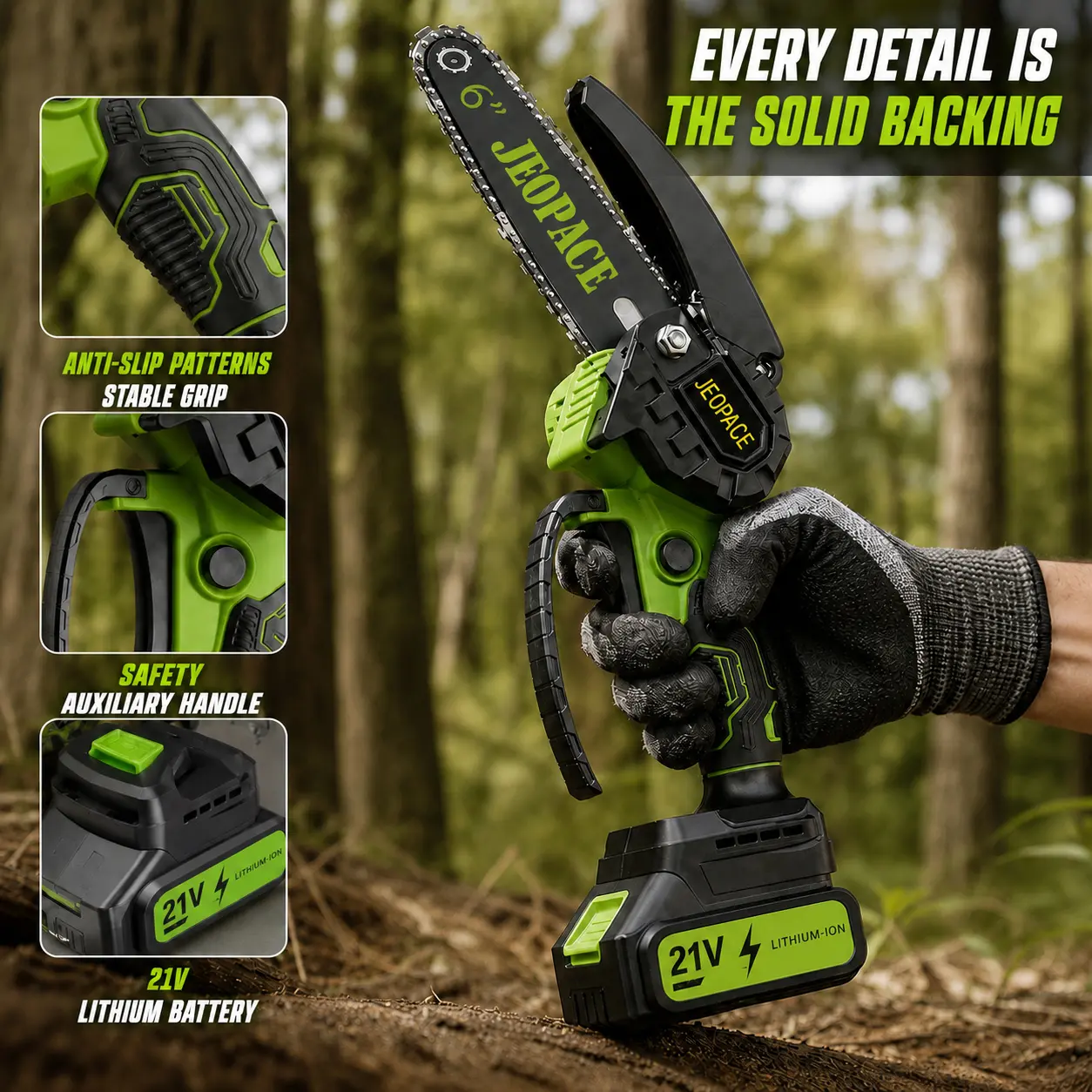 6-Inch Mini Battery-Powered Chainsaw 2-Pack, Upgraded Motor, 1-Handed Electric Wood Cutting Tool for Home & Garden Tree Branches & Firewood, Ideal Christmas & Father’s Day Gift tool-free installation