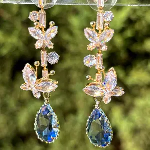 Golden Butterfly WaterDrop Earrings for Women