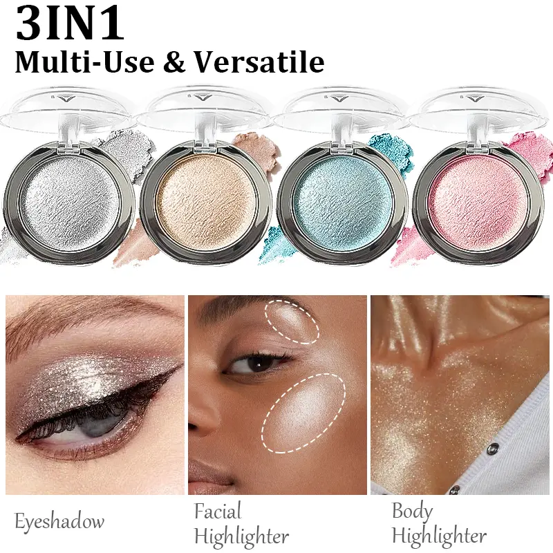 4-Piece 3-in-1 Multichrome Body Glitter for Face, Eyes & Body | Buildable Waterproof Shimmer, Sweat-Proof & Smudge-Resistant with High Coverage | Ideal for Halloween, Festivals, Weddings & Night Parties | Elegant Holiday Gift Set！
