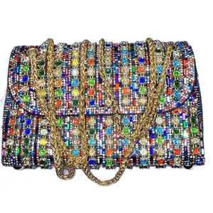 [Christmas Gift]Women's Shoulder Bag Crossbody Handbag with Sparkling Crystal Rhinestones, Evening Clutch Purse Chain Wallet for Christmas Party