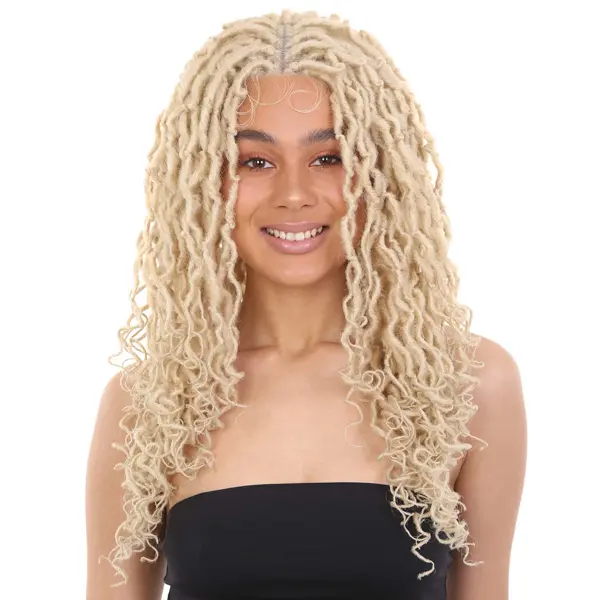 Diamond Curly Locs 23 in Long 4X4 Hand Tied Lace Braid Braided Wig, Beauty Heat Resistant Fiber, Multiple Color