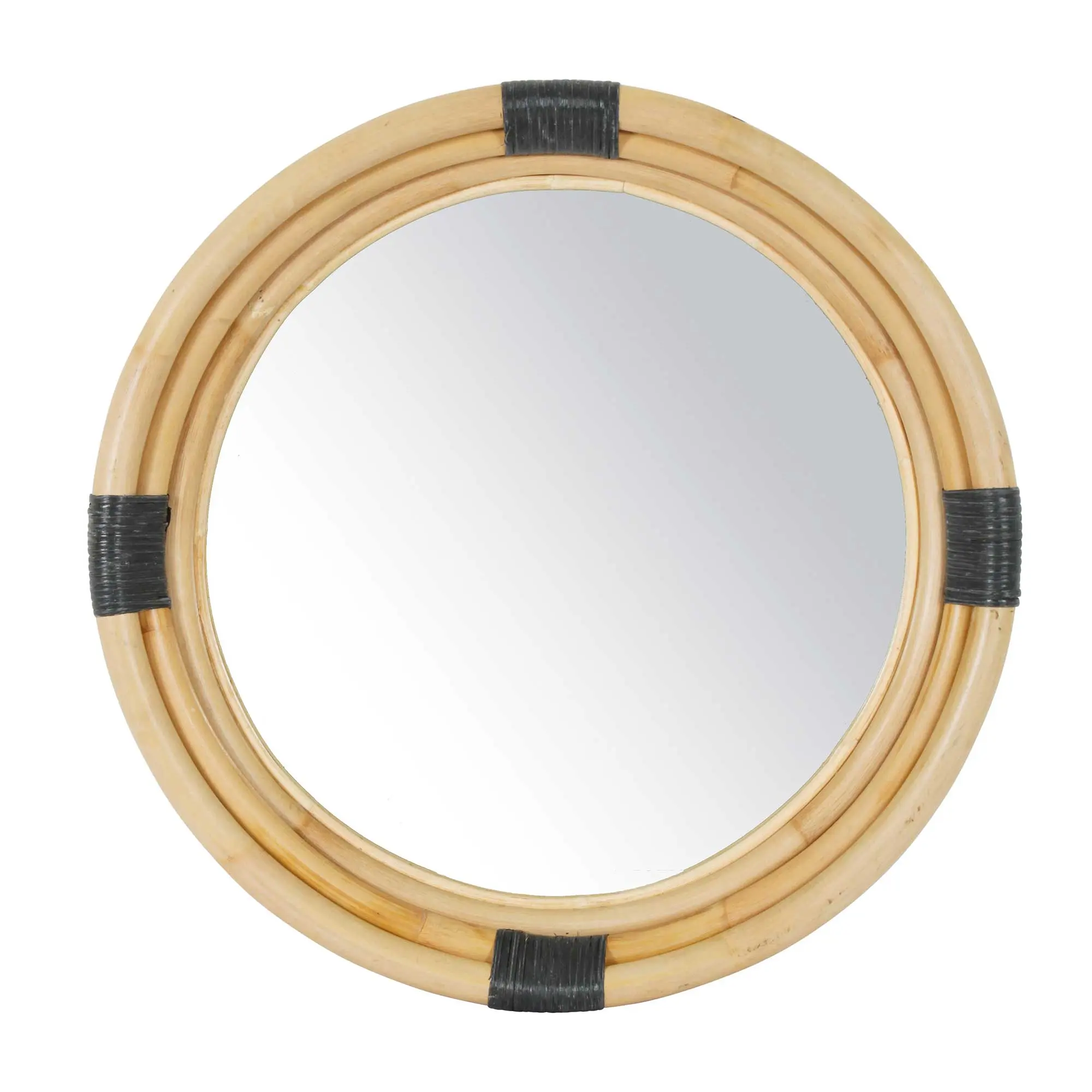 Marina Round Handwoven Rattan Wall Mirror, 23"