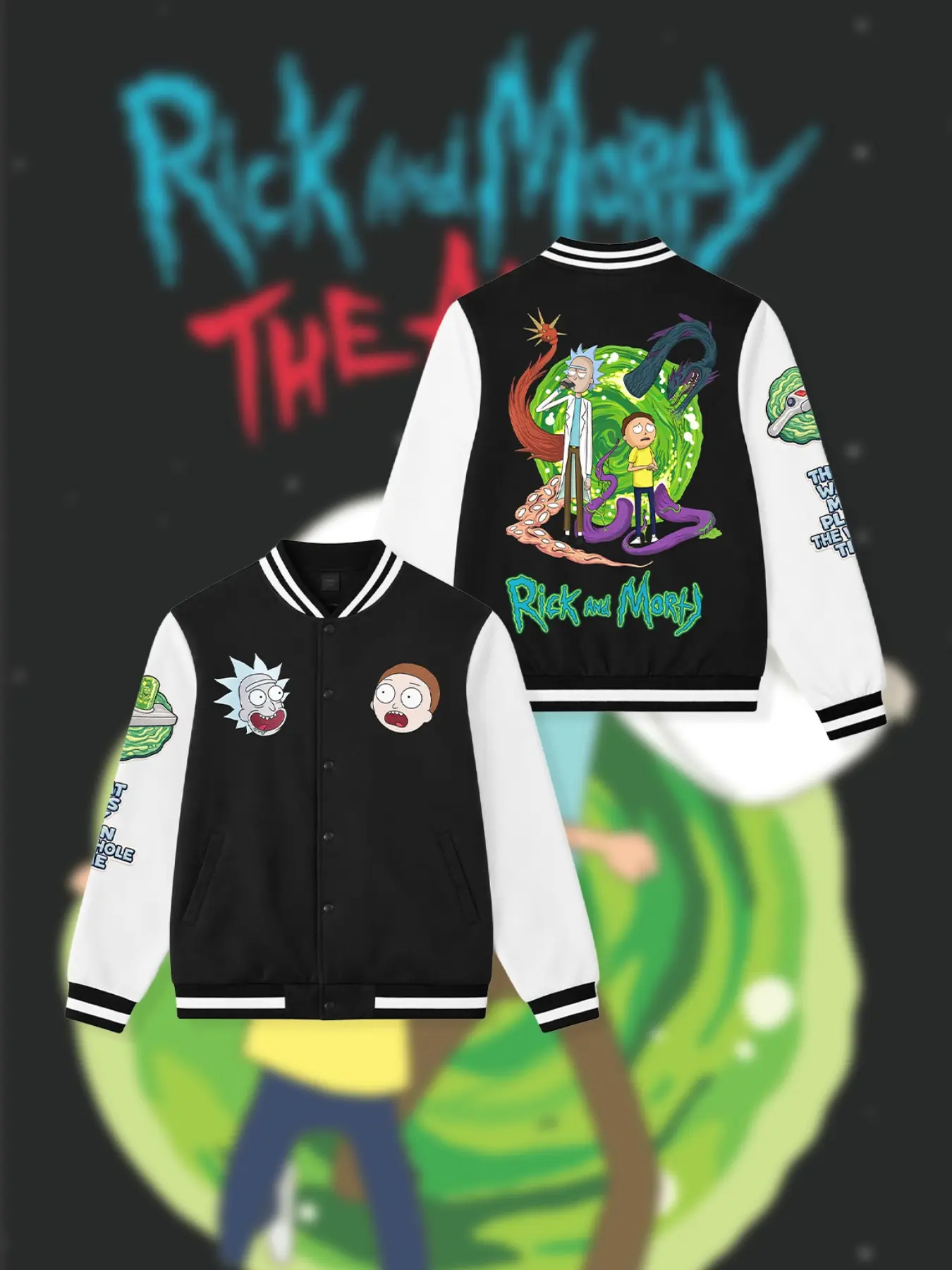 Rick and Morty Bomber Jacket for Fans, Fashion Cartoon Style Sport Jacket, Comfortable Unisex Design, Casual Daily Wear, Fashionable Jacket, Tops