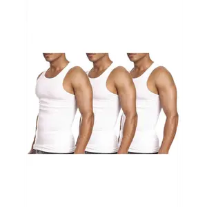 Men's 100% Cotton Wife Beater A-Shirts Undershirt Plain Ribbed Tank Top 3 Pack