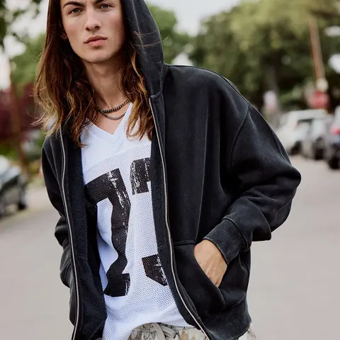 RSQ Mens Oversized Zip-Up Hoodie